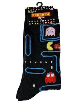 Men’s Black Retro Arcade Crew Socks 9-13 | Pixel Gamer Novelty